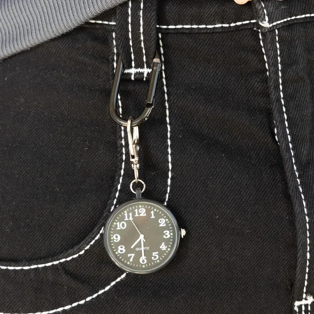 Y2K Black Digital Pocket Watch Keychain Unisex Modern Accessory New